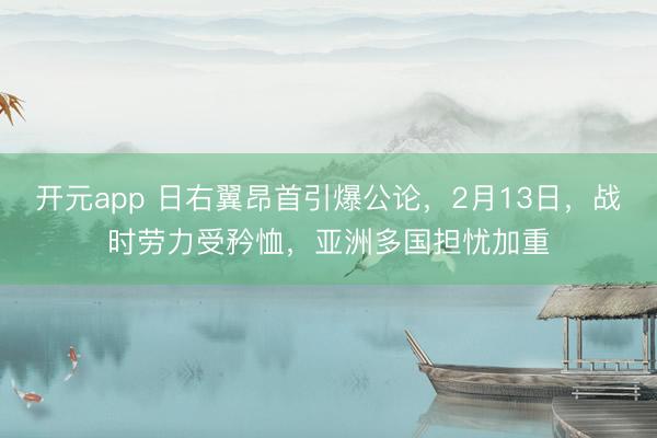 开元app 日右翼昂首引爆公论,2月13日,战时劳力受矜恤,亚洲多国担忧加重