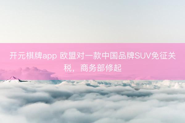 开元棋牌app 欧盟对一款中国品牌SUV免征关税，商务部修起