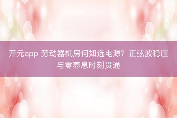 开元app 劳动器机房何如选电源？正弦波稳压与零养息时刻贯通