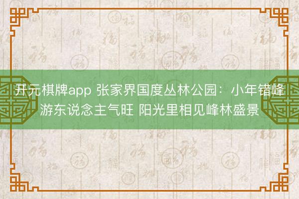 开元棋牌app 张家界国度丛林公园：小年错峰游东说念主气旺 阳光里相见峰林盛景
