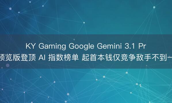 KY Gaming Google Gemini 3.1 Pro 预览版登顶 AI 指数榜单 起首本钱仅竞争敌手不到一半