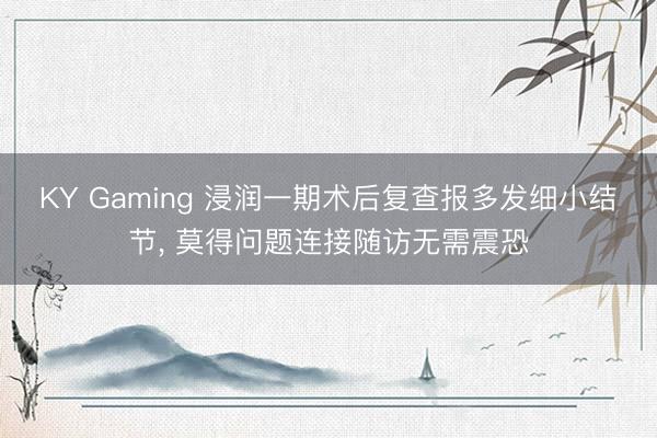KY Gaming 浸润一期术后复查报多发细小结节, 莫得问题连接随访无需震恐