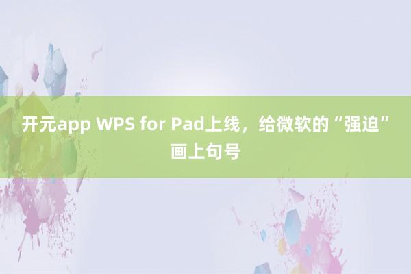 开元app WPS for Pad上线，给微软的“强迫”画上句号