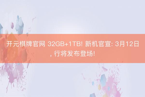 开元棋牌官网 32GB+1TB! 新机官宣: 3月12日, 行将发布登场!