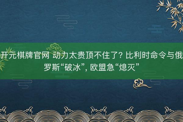 开元棋牌官网 动力太贵顶不住了? 比利时命令与俄罗斯“破冰”, 欧盟急“熄灭”