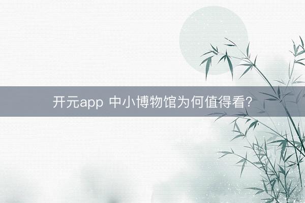 开元app 中小博物馆为何值得看？