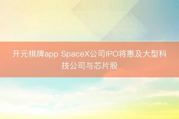 开元棋牌app SpaceX公司IPO将惠及大型科技公司与芯片股