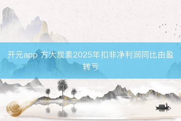 开元app 方大炭素2025年扣非净利润同比由盈转亏