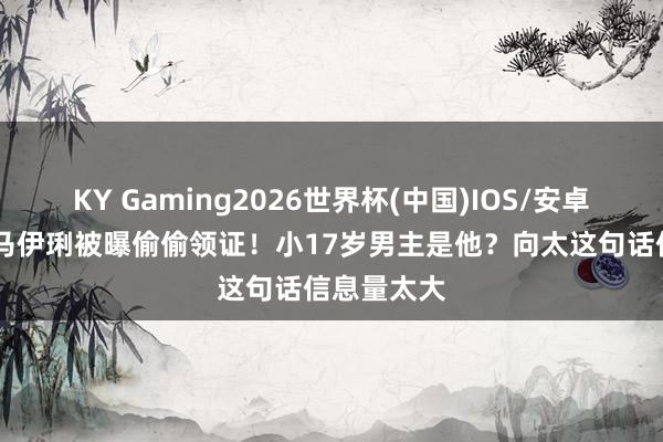 KY Gaming2026世界杯(中国)IOS/安卓官方下载 马伊琍被曝偷偷领证！小17岁男主是他？向太这句话信息量太大