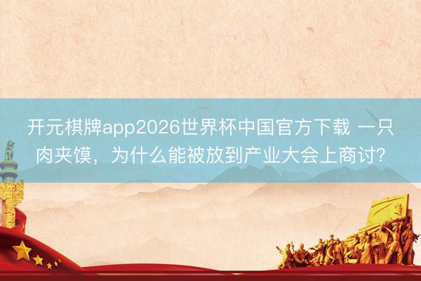 开元棋牌app2026世界杯中国官方下载 一只肉夹馍，为什么能被放到产业大会上商讨？