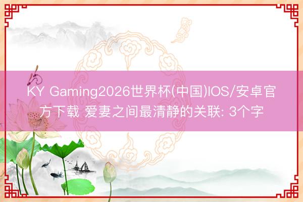 KY Gaming2026世界杯(中国)IOS/安卓官方下载 爱妻之间最清静的关联: 3个字
